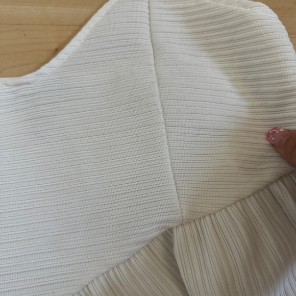 Zara Trafaluc Babydoll Shirt Spaghetti straps peplum cami ribbed white crop top - Picture 7 of 7